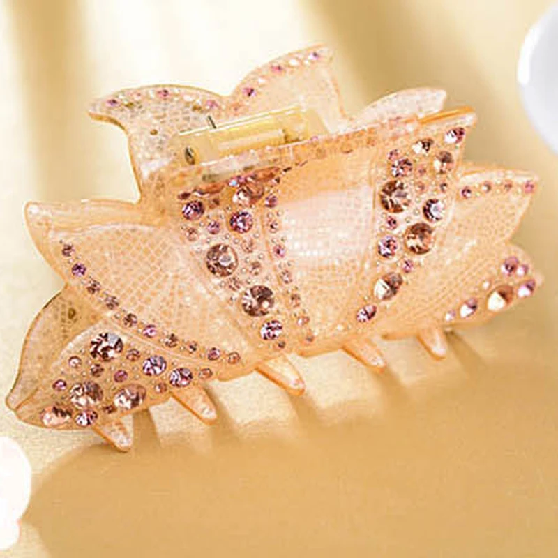 Hair Jaw Claws Rhinestone Barrette Crab Clamp Accessories For Women Long Large hair clip Acrylic crab ornaments Hairpins | Украшения и