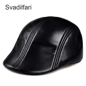 Берет Svadilfari из натуральной кожи, Повседневный, черный, с изображением плюща, на весну