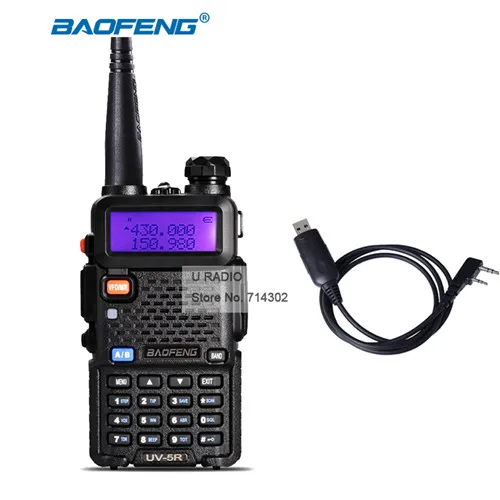 with cable Baofeng UV-5R портативный радиоприемопередатчик VHF UHF Двухдиапазонная портативная рация, портативная радиоприемная рация, набор любительского радио uv5r - Цвет: with cable