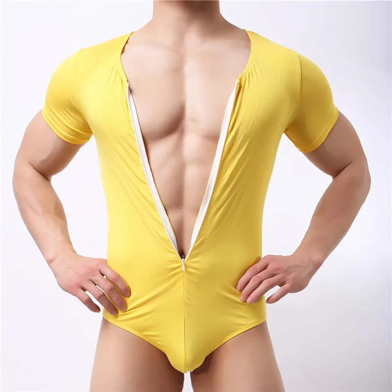 Yellow Облегающие мужские майки для фитнеса, бандаж, боди, боди, бодибилдинг, комбинезон, корсет для мужчин, Модальные боксеры, нижнее белье для похудения - Цвет: Yellow