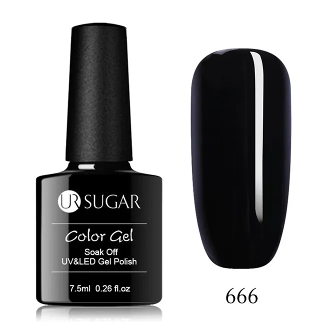 Black Ur Sugar 7,5 мл Базовое покрытие верхнее покрытие УФ светодиодный Гель-лак для ногтей полуперманентный праймер основа замочить от прозрачных лаков лак - Цвет: Black