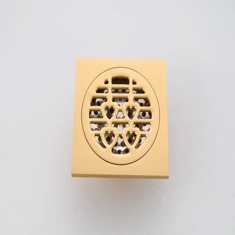 

Bathroom Antique Brass Color Deodorant Floor Drain Strainers Balcony Carving Panel Style Floor Drains Filter Covers Whosale