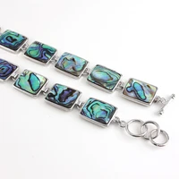 trendy beads unique silver plated natural abalone shell rectangle shape bracelet fashion jewelry