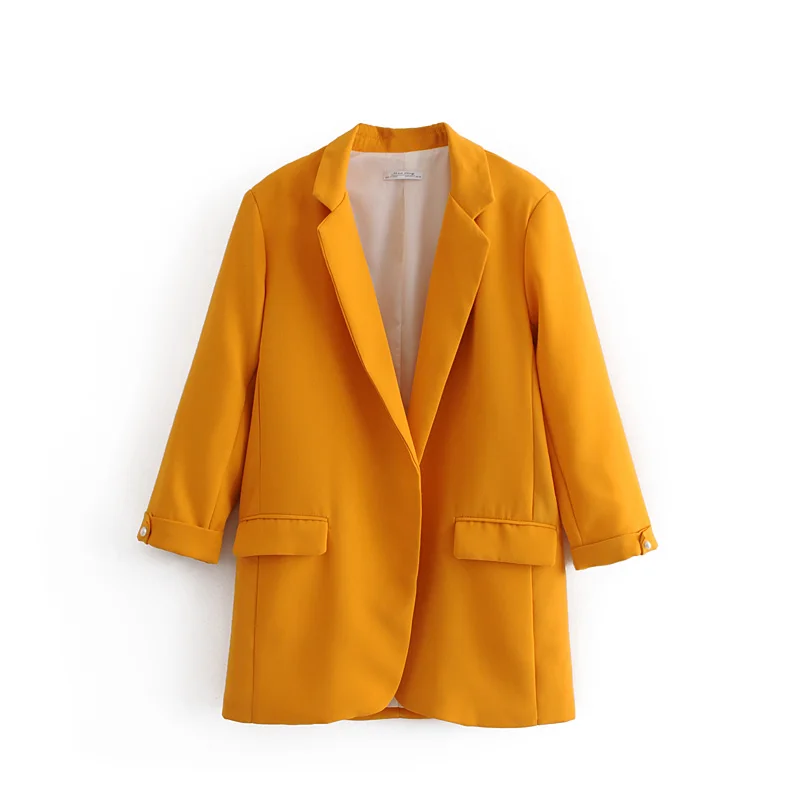 Women Large Size Six color Optional Casual Small Suit Lapel Double Side Pockets Buttonless Cardigan Solid Color Seven-point | Женская