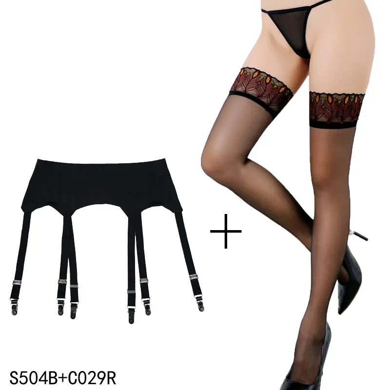 Женские винтажные чулки с подвязками черные 6 широкими бретелями|clip garter belt|garter