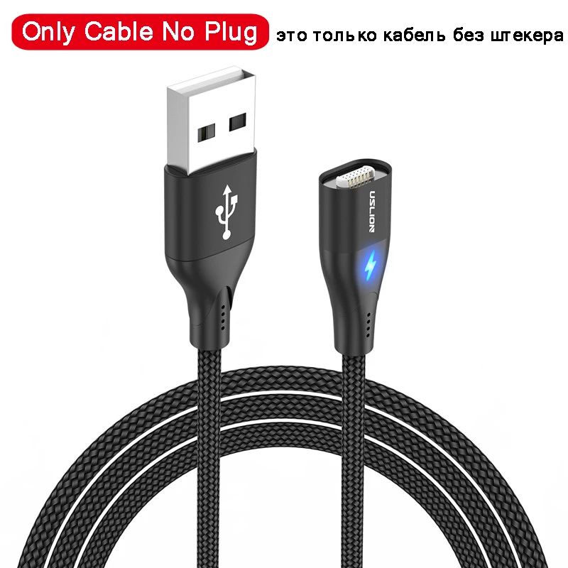 Only Black Cable Магнитный кабель для быстрой зарядки USLION 1 м Micro usb type C для iPhone samsung Xiaomi 3A Micro usb type-C Магнитный кабель для зарядки и передачи данных - Цвет: Only Black Cable