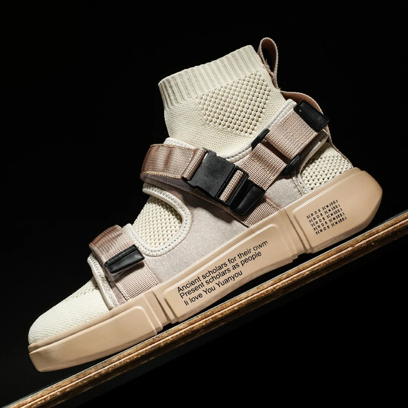 Men Fashion Casual Shoes Outdoor Comfortable white Sneakers New Autumn Winter Popular Hight-Top Walking Shoes High Quality