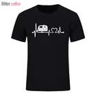 Футболка мужская хлопковая с коротким рукавом, топ, рубашка с рисунком сердцебиения, европейские размеры, для путешествий