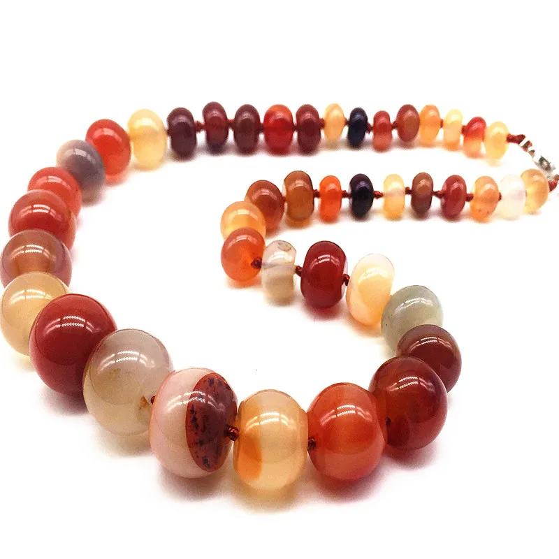 Модное женское колье чокер с узелком ожерелье из карнелианского Красного Камня