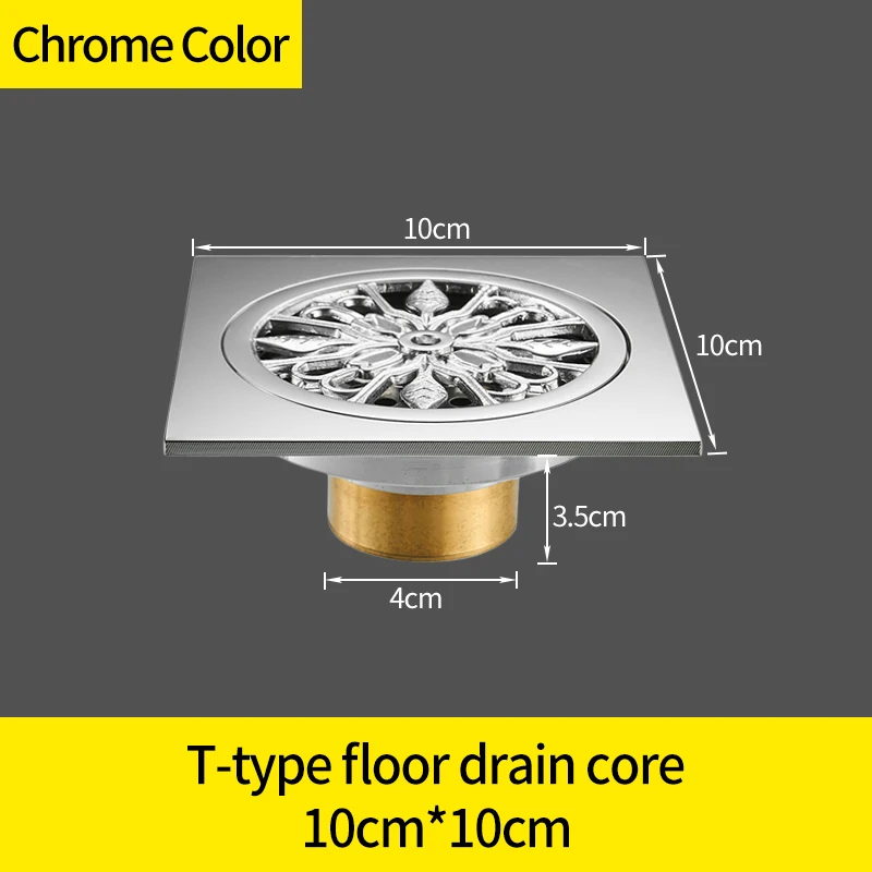Chrome 8019L - T Стоки 10*10 см Твердый латунный хромированный Серебряный душ слив ванная комната квадратная крышка анти-запах волос фильтр балкон трап WF-8109L - Цвет: Chrome 8019L - T