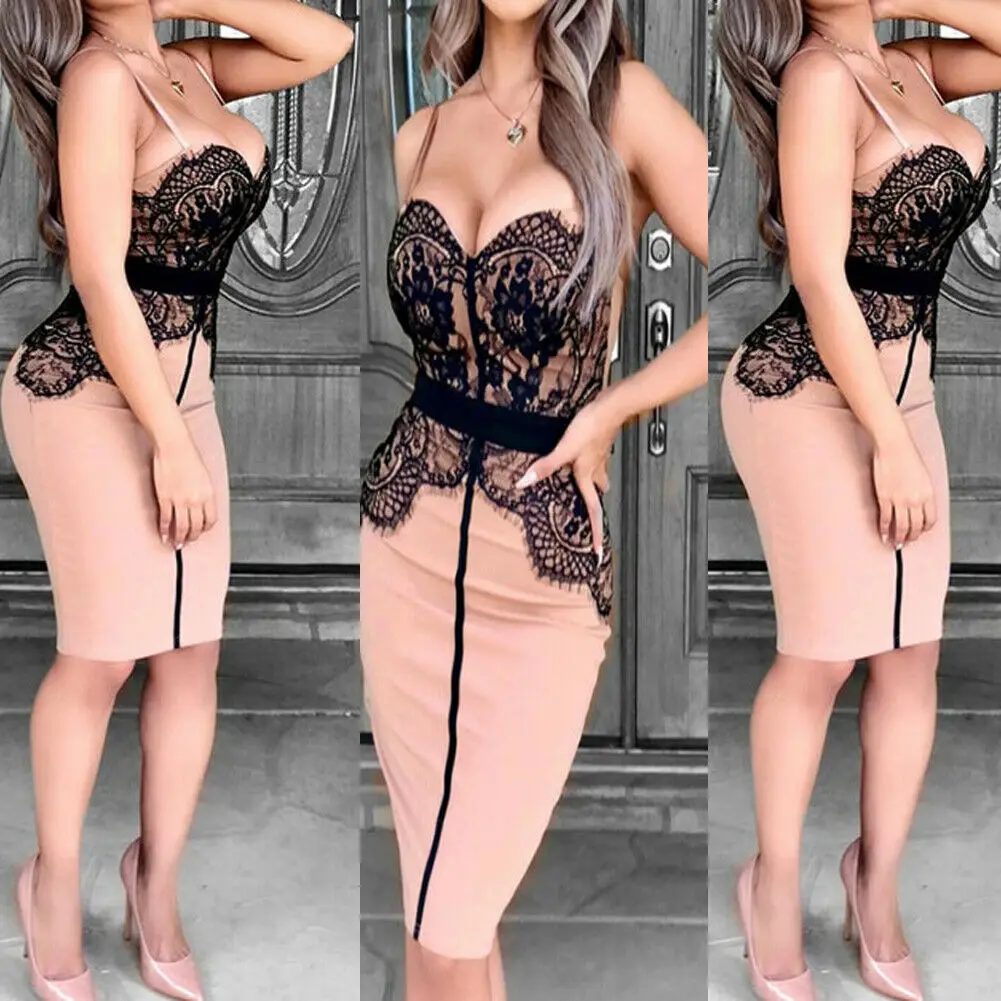 Женское облегающее платье миди без рукавов повседневное вечернее короткое