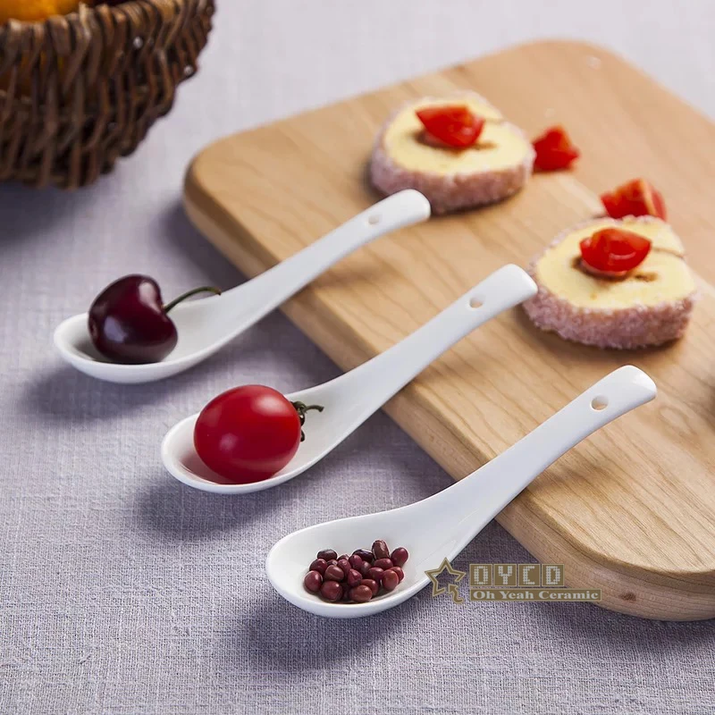Фарфоровая ложка из чистого белого костяного фарфора маленькая ложки для супа 4