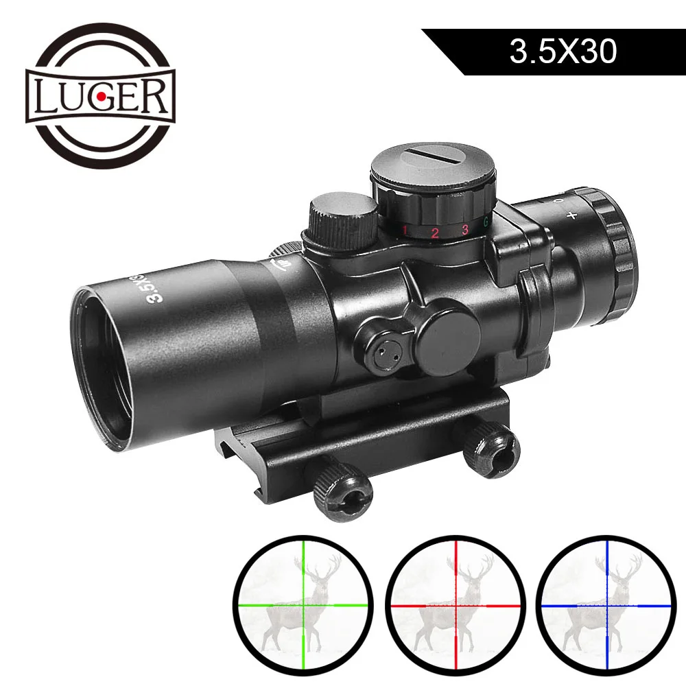 Тактический Оптический прицел LUGER 3 5x30 красного зеленого и синего цвета с
