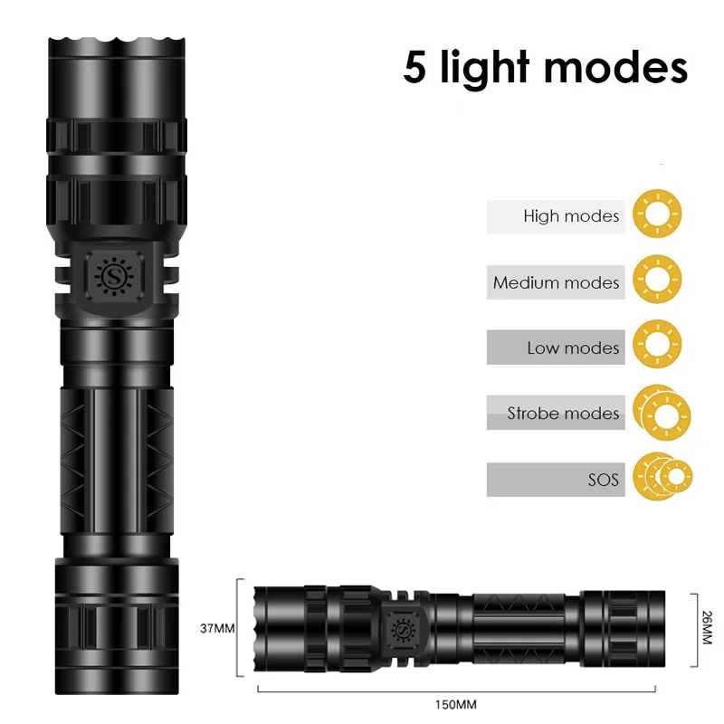 Дропшиппинг 5 режимов перезаряжаемый L2 10000лм светодиодный тактический фонарь