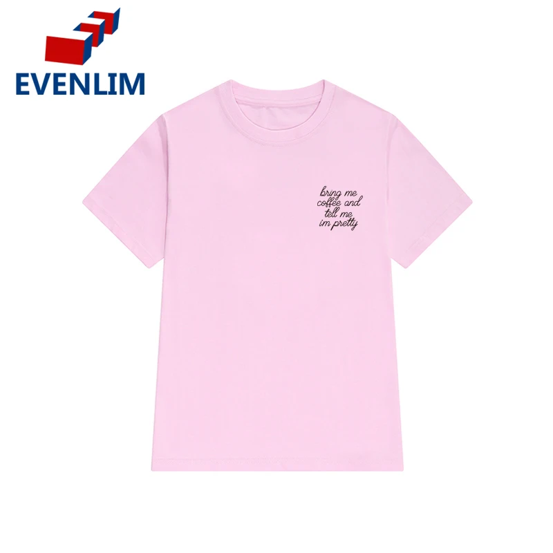 EVENLIM Новый 2018 Chic Стиль серый 100% хлопковые футболки с короткими рукавами Для