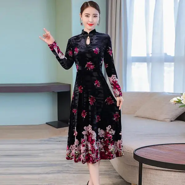 Осень зима 2020 женская одежда женское платье большие размеры xxl xxxl 4xl Вечерние