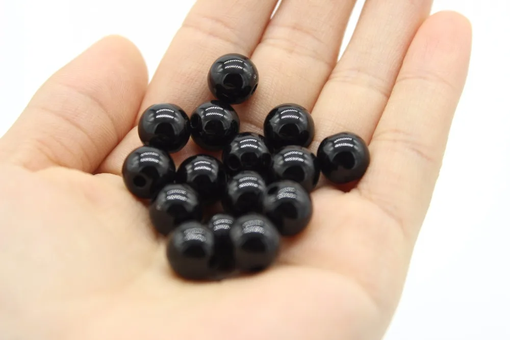 10 мм Гладкие Черные круглые зеркальные бусины с отверстием 2 для