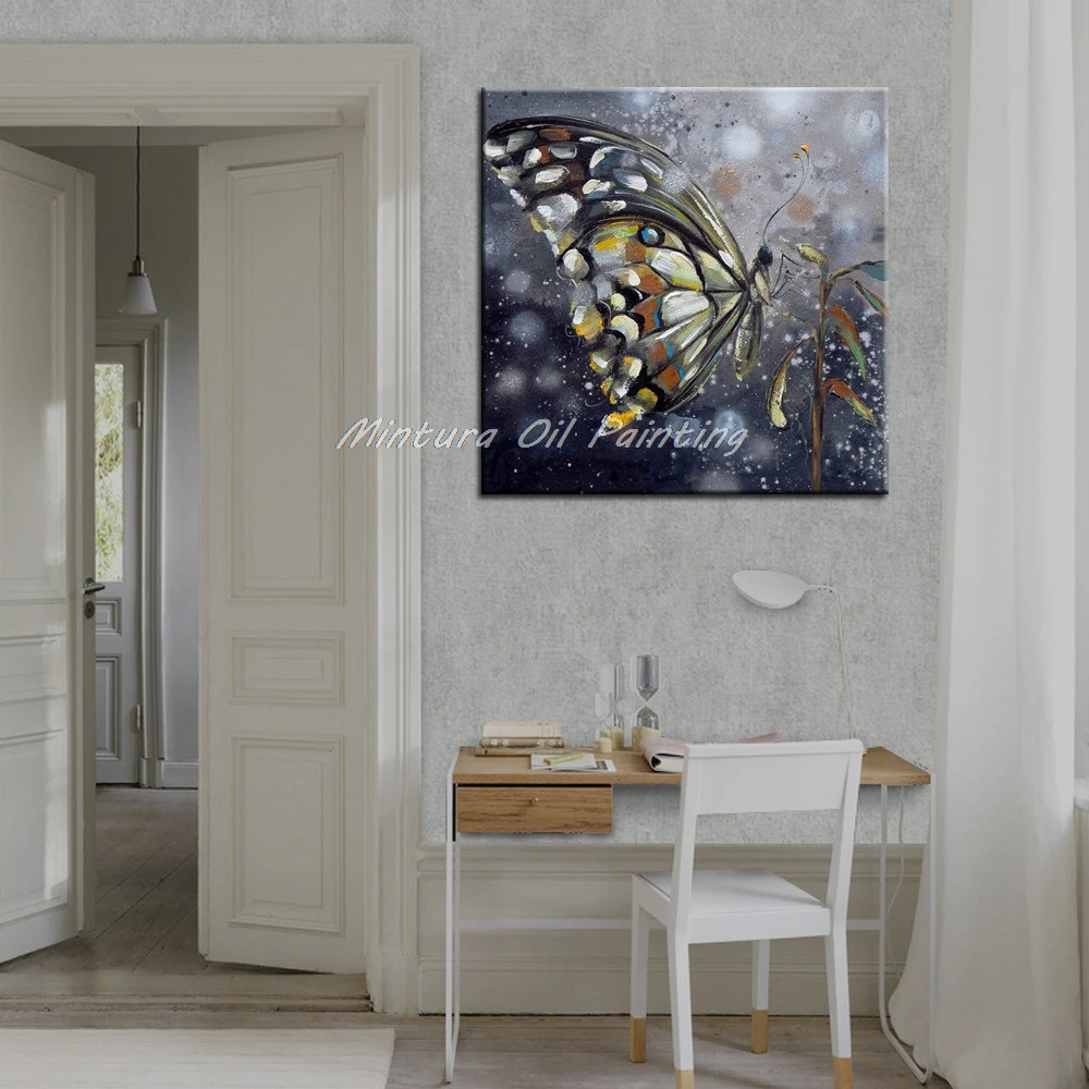 Arthyx Картины Ручная роспись бабочка животное картина маслом на холсте