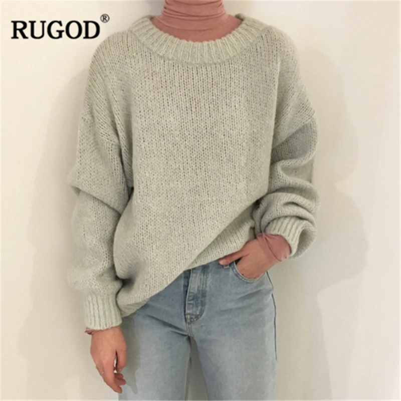Женский свободный свитер RUGOD сезона осень-зима 2019 модный разноцветный пуловер из