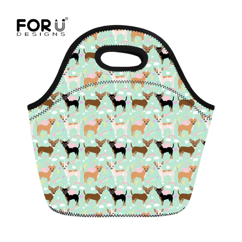 FORUDESIGNS Kawaii Чихуахуа печать обеденные сумки для женщин термальная неопреновая