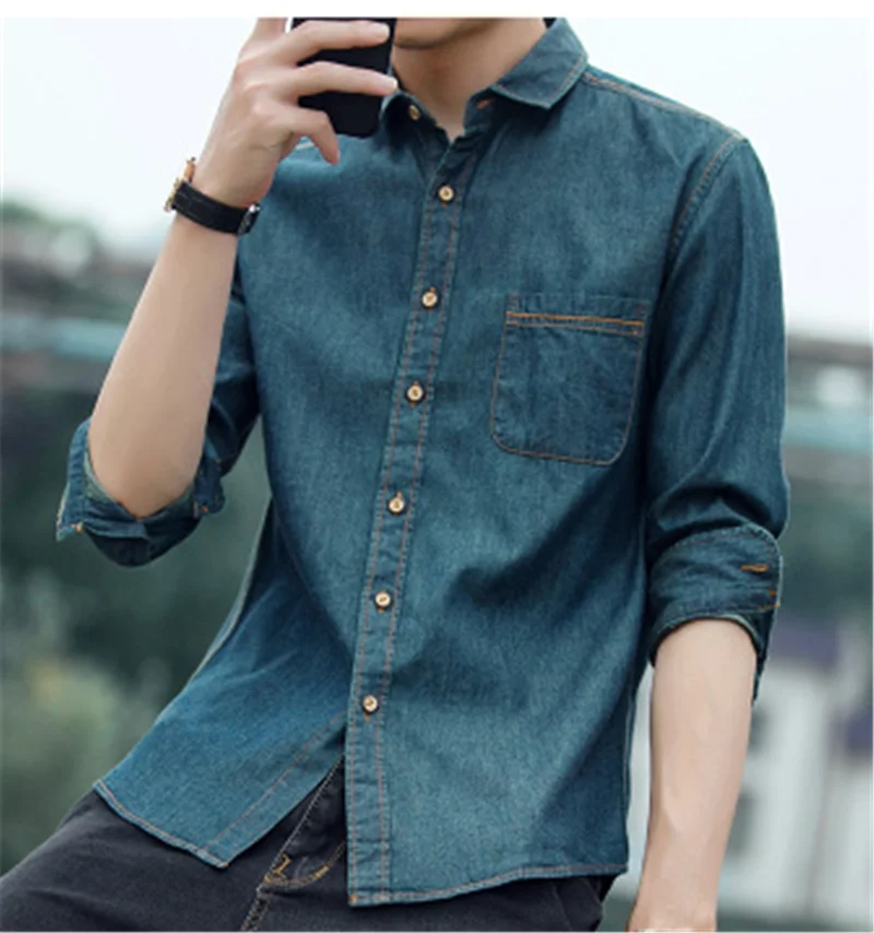 

New Men's denim Autumn Spring button Jackets Men's top Coats Fashion Slim Casual clothes Male Outerwear plus size 4XL