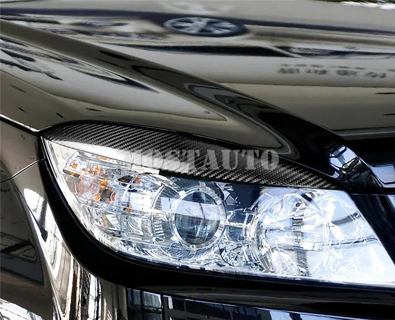 For Benz C Class W204 Carbon Fiber Headlight Eye Lid Eyebrow Cover 2008-2013 2pcs Car Accessories Interior Decor Trim | Автомобили и