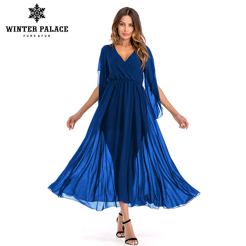 2019 летний костюм-платье с глубоким v-образным вырезом сплит-соединение сплошной