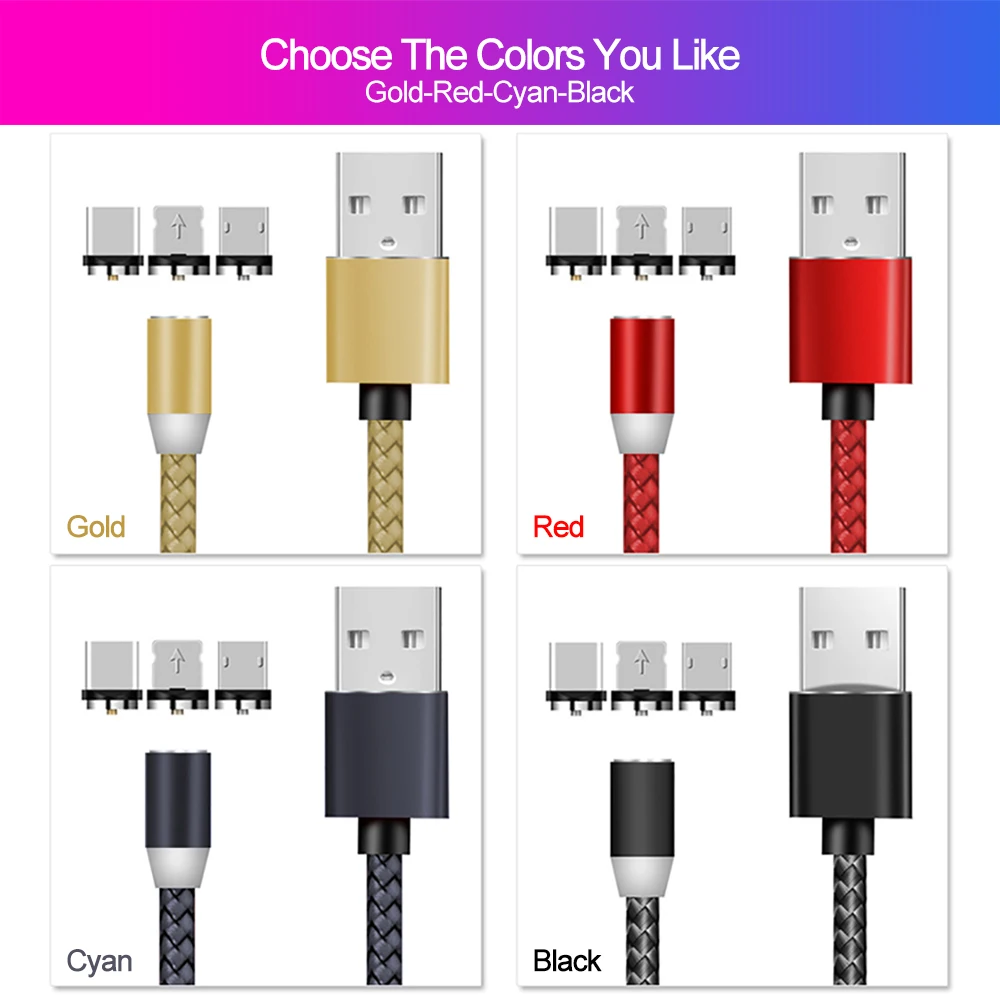 

VOXLINK Magnetic USB 3 in 1 Cable for iPhone Xs 8 & USB Type C Cable & Micro USB Nylon Braided for Samsung Xiaomi Huawei USB C