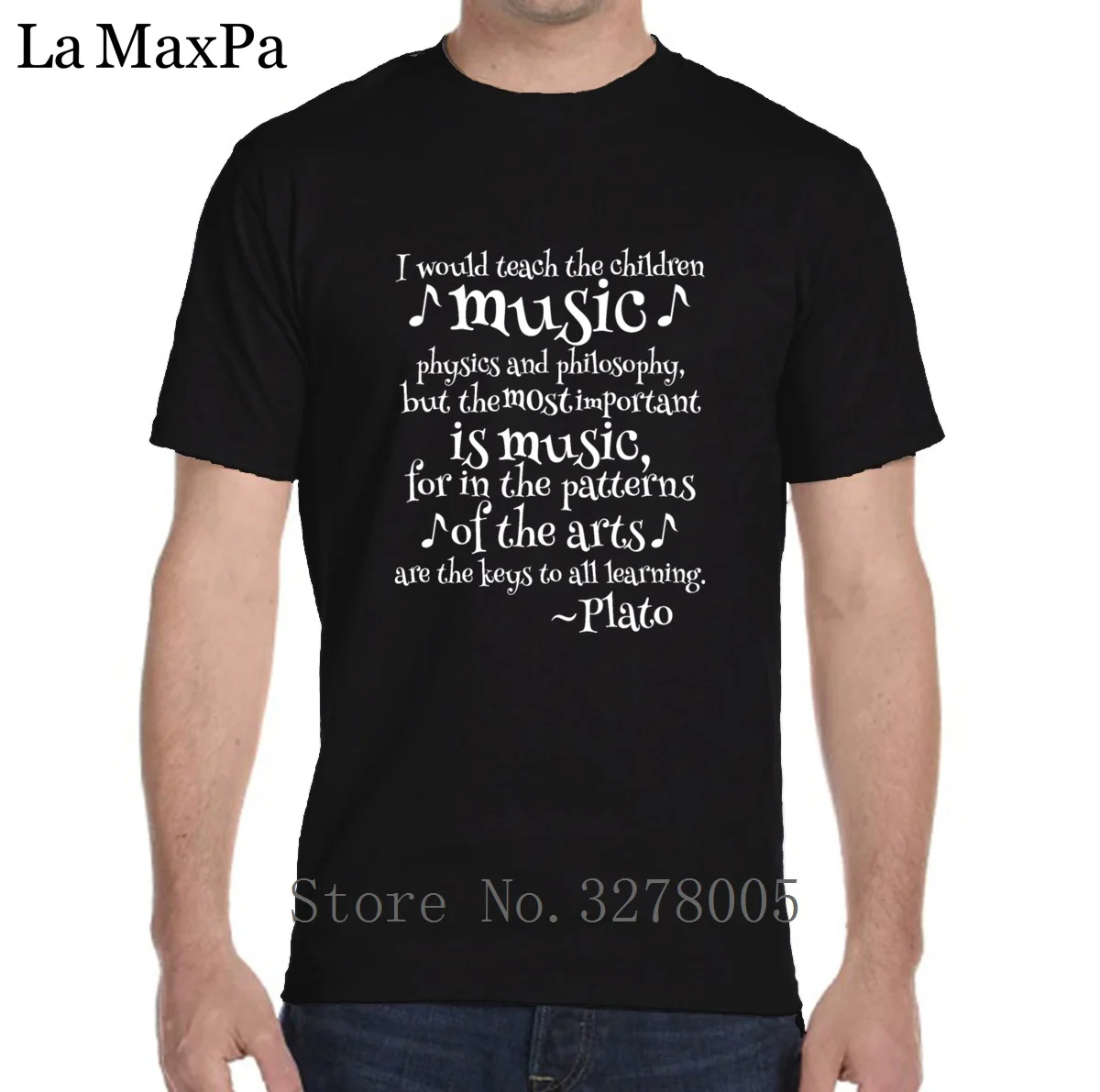 Индивидуальная Футболка однотонная Повседневная футболка Plato Music Philosophy Quote