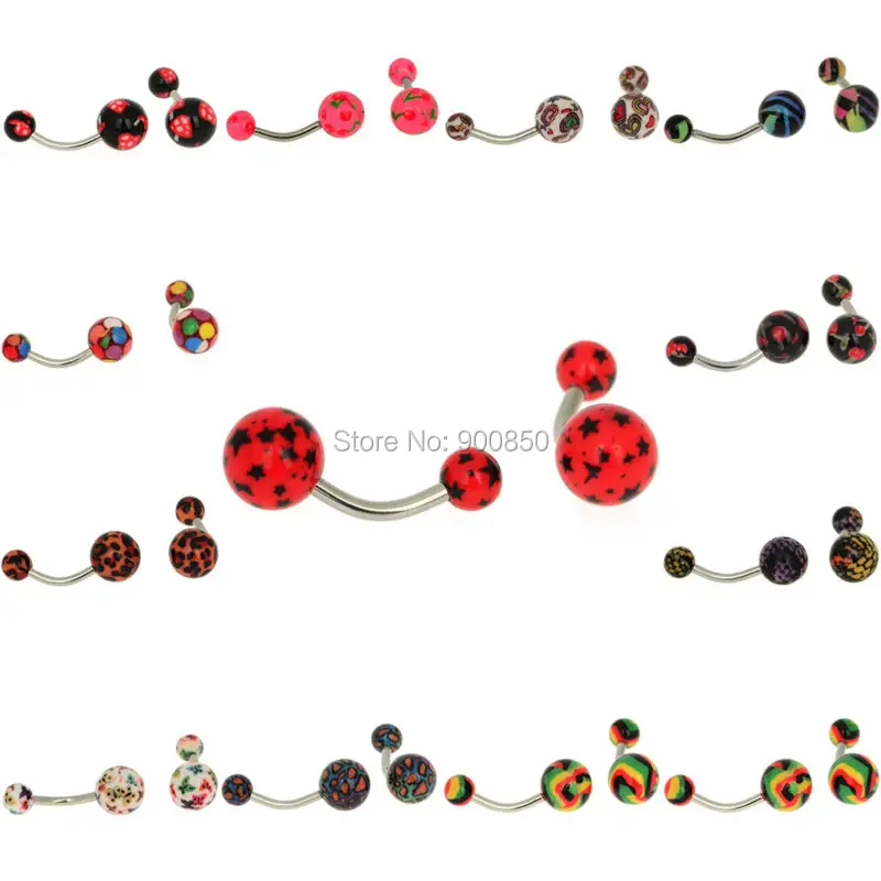 12 Цвета акриловый шар со штангой пупка кольца 1 шт нержавеющая сталь пирсинг тела