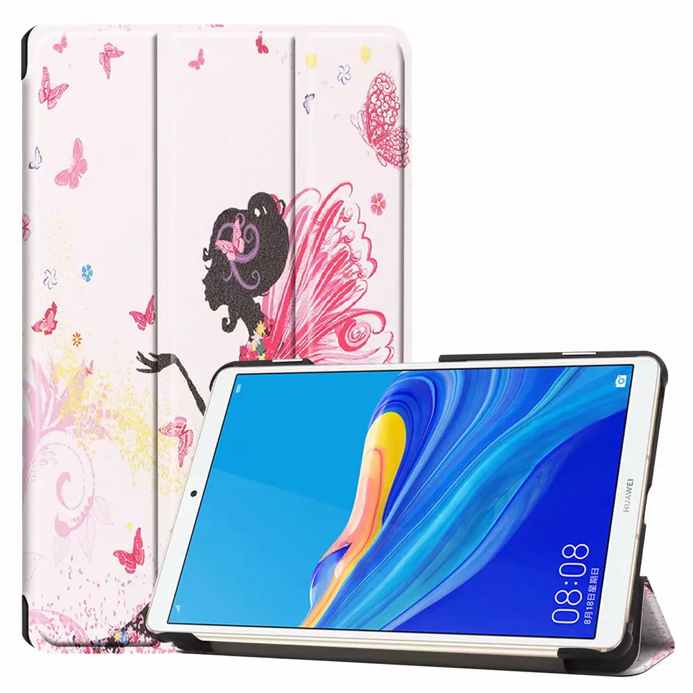 Цветной смарт-чехол с принтом из искусственной кожи чехол для huawei MediaPad M6 8,4 дюймов планшет с функцией автоматического сна чехол для M6 8,"+ пленка+ ручка