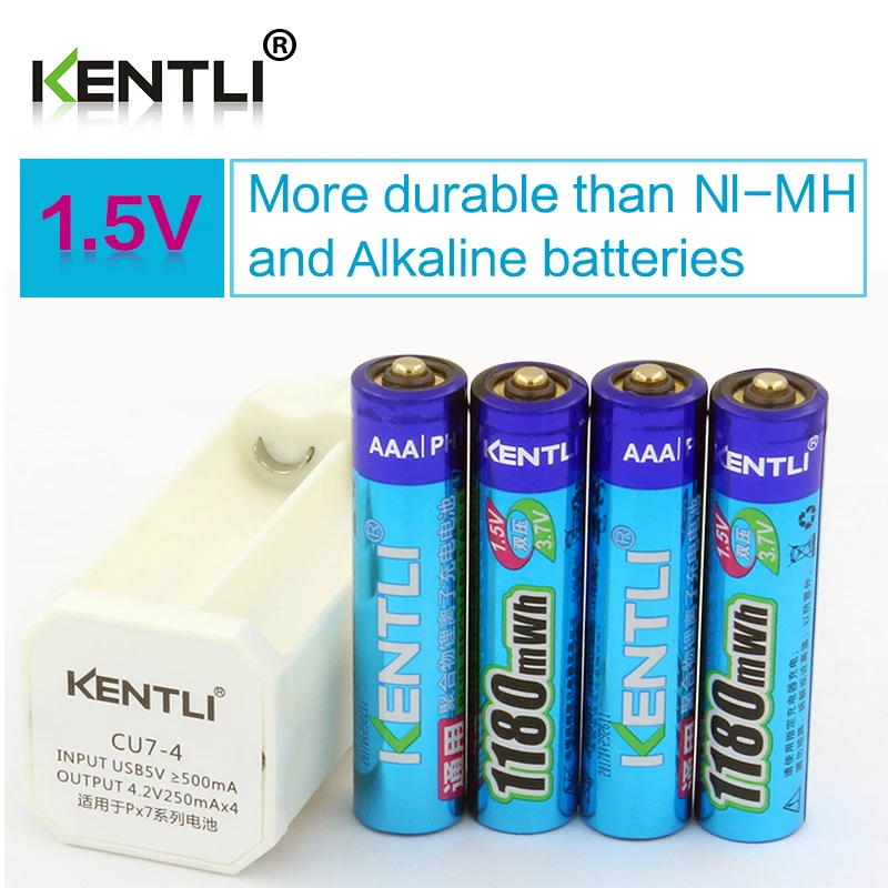 KENTLI 1 5 В 1180mWh aaa литиевая аккумуляторная батарея + 4 слота зарядное устройство для