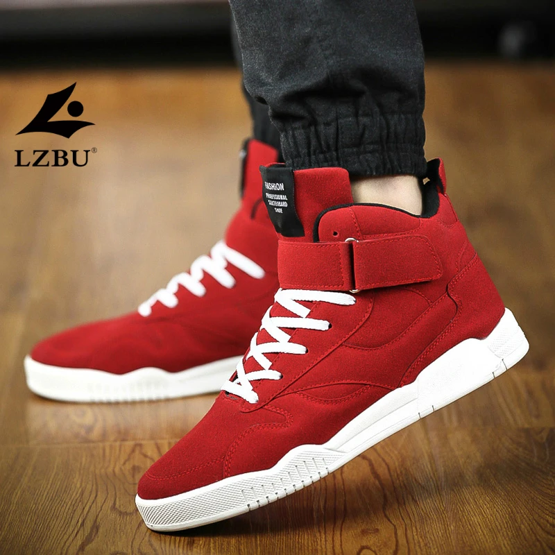 New Men Shoes Trainers Leather Fashion Casual High Top Sport Walking Lace Up Ankle Boots For Red Zapatillas Hombre 20T117 | Обувь