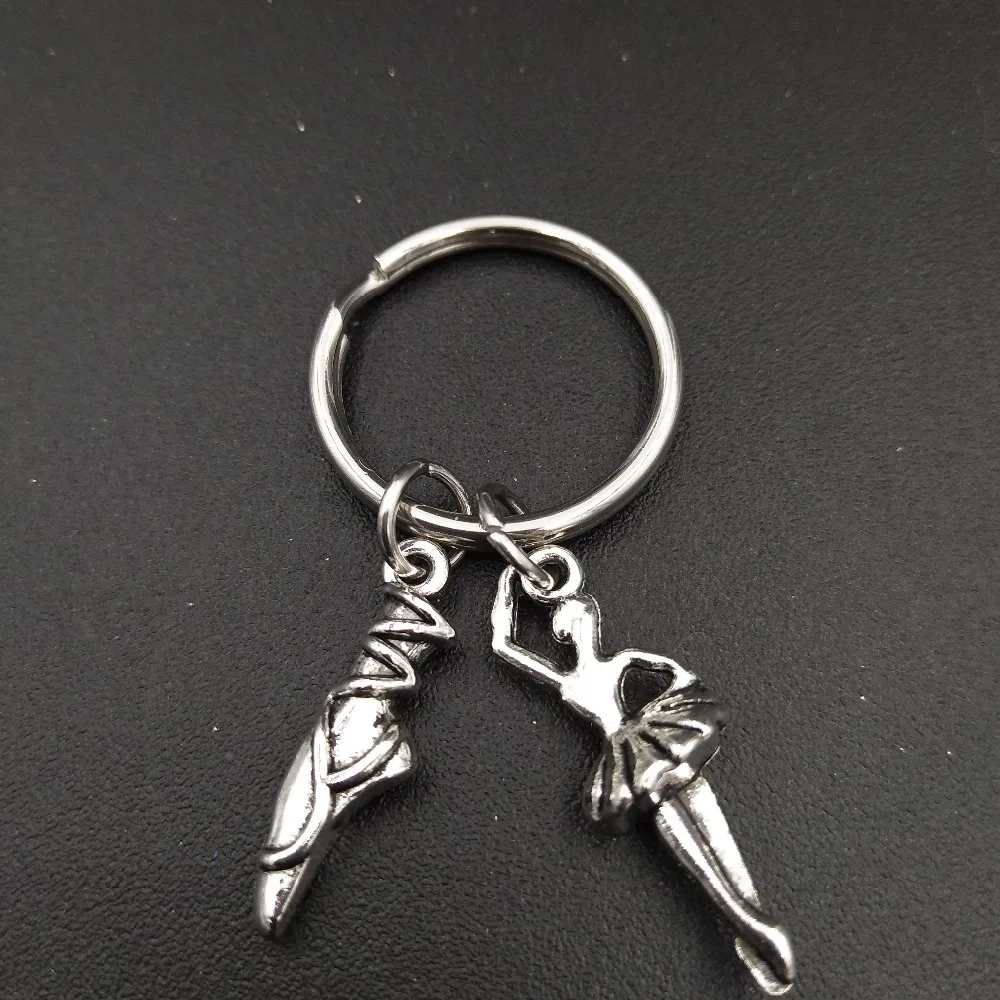 Ballerina Dancing Pendant Keychains 22mm Diameter Stainless Steel Key Ring Fashion Ballet Lover Jewlery for Girls | Украшения и