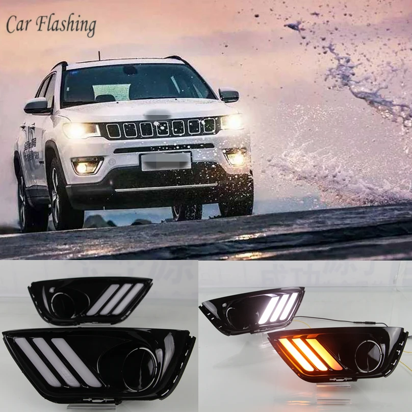 2 шт. для Jeep Compass 2017 2018 2019 светодиодный DRL Дневной вождения бега светильник день