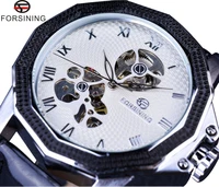 forsining windmill skeleton ripple design irregular shape mens watches top brand luxury automatic half skeleton watch clock men