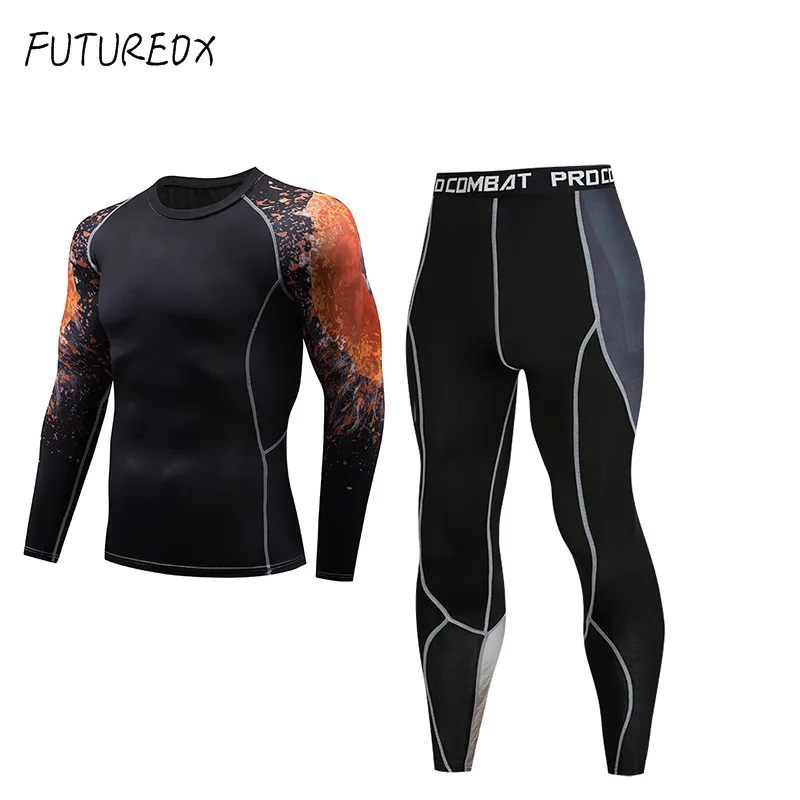 

MMA 3D teen wolf MMA Clothing 2018 winter rash guard men compression clothing thermal underwear Men's fitness set BJJ