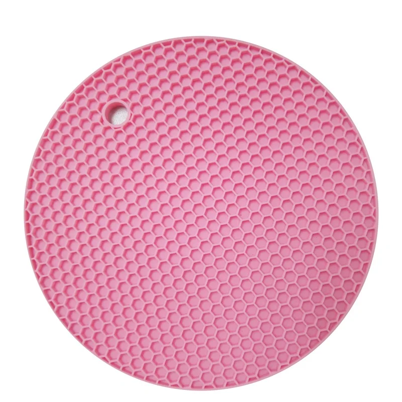 Pink 18*18 см круглый силиконовый коврик теплостойкая подставка Нескользящая утолщенная обеденная салфетка для стола Coaster posavogo кухонная посуда - Цвет: Pink