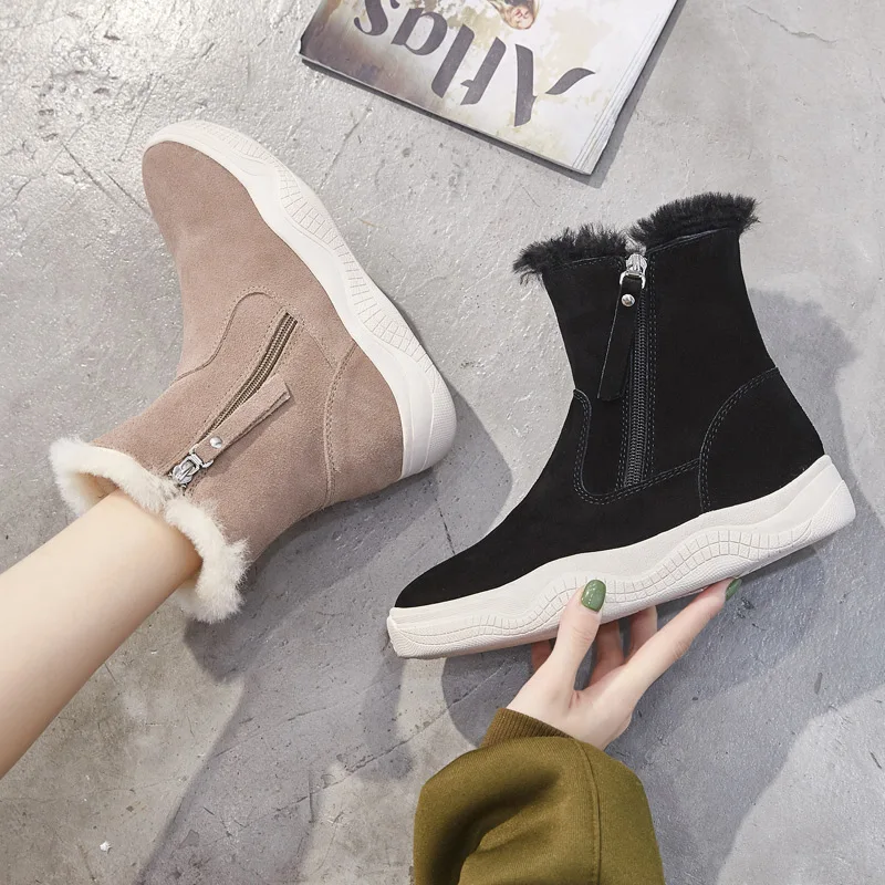 LAASIMI/зимние женские ботинки Теплые повседневные кроссовки на молнии ботильоны из