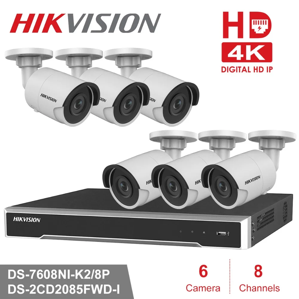 Камера видеонаблюдения Hikvion 8 каналов 4K POE NVR комплект камер Мп IP P2P|Система