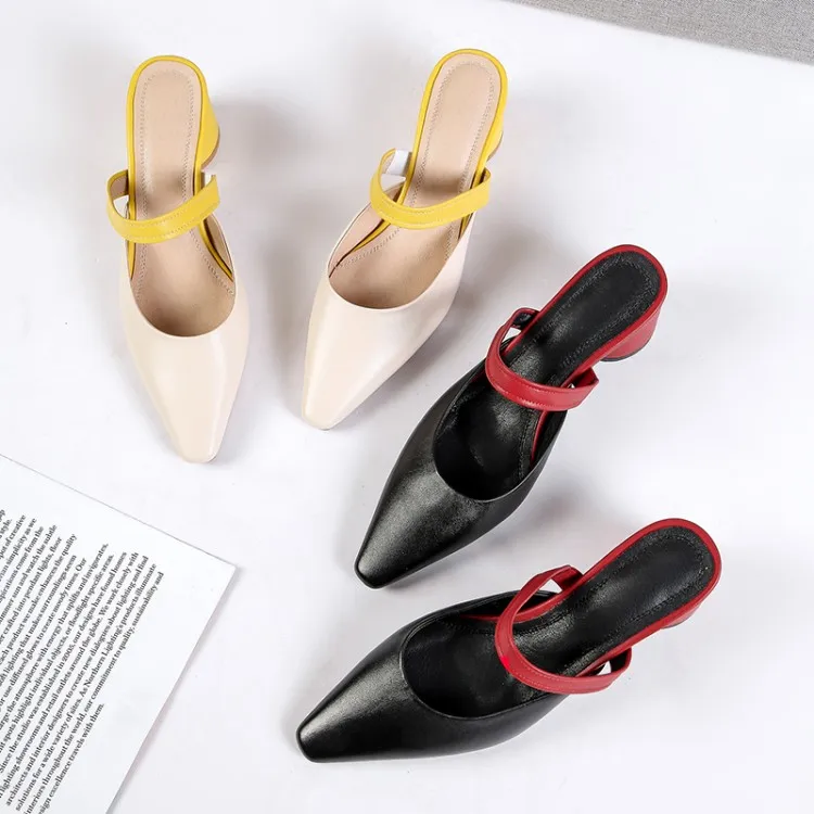 MLJUESE/женские шлепанцы из коровьей кожи сезон лето Разноцветные босоножки в