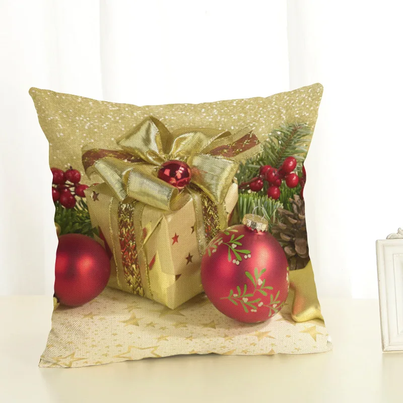 Merry Christmas Decorations for Home Square Linen Cover Cushion New Gift Decoration Pillowcase Ball Pattern | Дом и сад