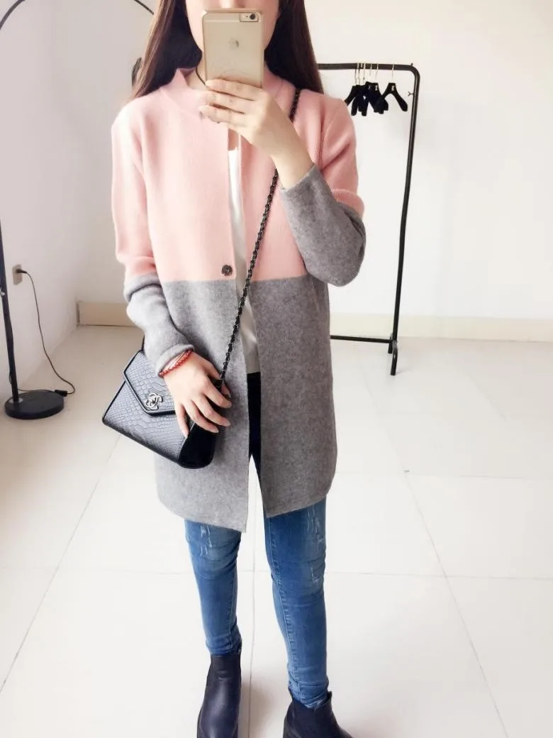 S-L Fashion Spring Autumnn female Korea Cardigan women jacket sweater coat color in long cardigan |