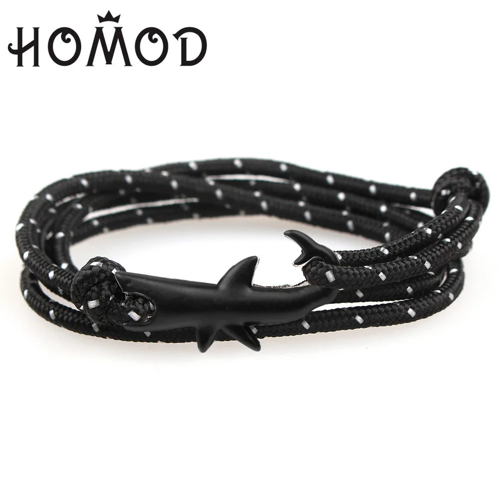 Homod модный браслет для мужчин Акула Якорь Браслеты Очаровательная цепочка