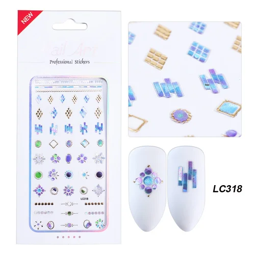 LC318 1 шт Весна 3D наклейки для дизайна ногтей Decoratioins колье с цветочным медальоном Сердце ногтей наклейки Красочные ползунки Маникюр конструкций TRLC313-324 - Цвет: LC318
