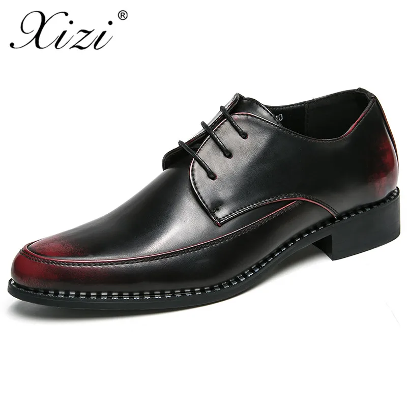 

XIZI Men PU leather brand shoes commercial real leather male shoes fashion wedding shoes breathable pointed casual shoes flats