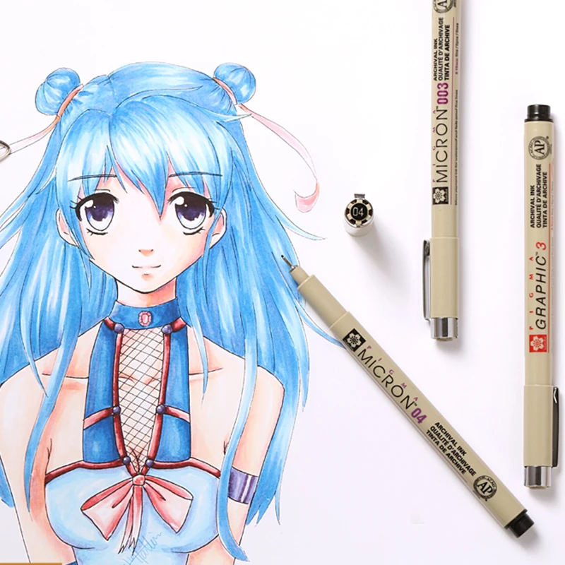 Японская ручка Sakura Pigma Micron Fineliner черная для рисования с наконечником