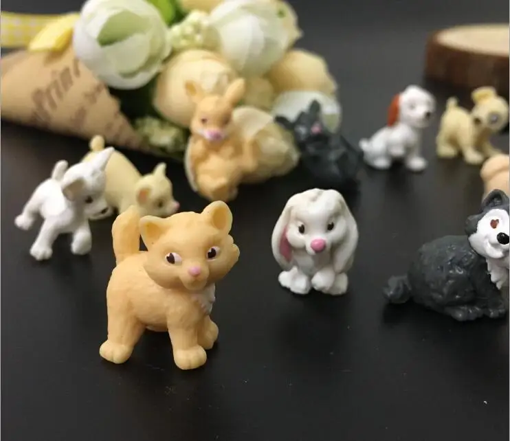 20 шт./лот мультяшная игрушка животное 2 3 5 см собака кошка фигурка детские игрушки