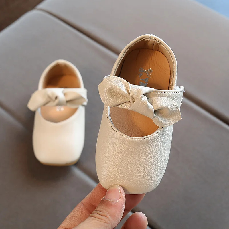 beige Стелька 11,5-13,5 см; милая мягкая обувь из искусственной кожи с бантом для маленьких девочек - Цвет: beige