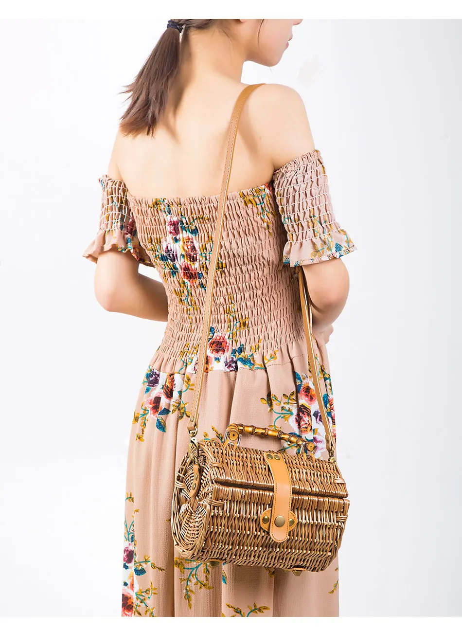 LEFUR, женские соломенные сумки, летняя сумка из ротанга, ручная работа, тканая пляжная сумка через плечо, женская сумка для путешествий, высокое качество, сумка-мешок, Прямая поставка